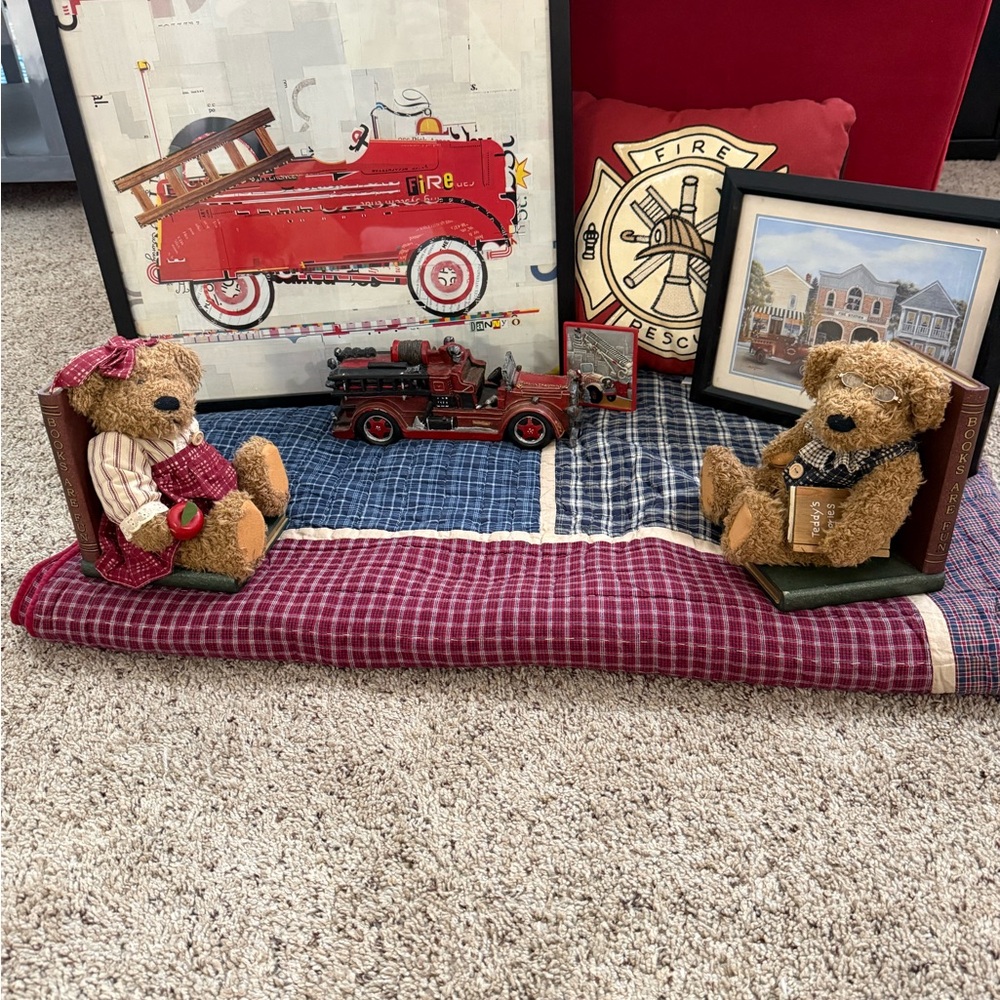 Firefighter Teddy Bear Set with Red Accents